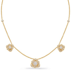 .70CT DIAMOND 14KT YELLOW GOLD MULTI FLOWER CHANDELIER BY THE YARD LOVE NECKLACE