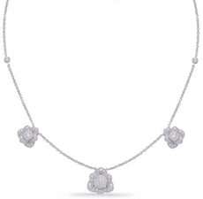 .86CT DIAMOND 14KT WHITE GOLD MULTI FLOWER CHANDELIER BY THE YARD LOVE NECKLACE