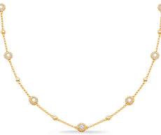 .89CT DIAMOND 14KT YELLOW GOLD CLASSIC SOLITAIRE HALO BY THE YARD LOVE NECKLACE