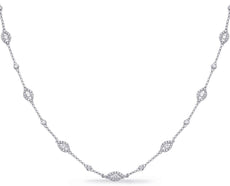 .81CT DIAMOND 14K WHITE GOLD CLASSIC ROUND EVIL EYE BY THE YARD LUCKY NECKLACE