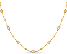 .81CT DIAMOND 14KT YELLOW GOLD CLASSIC ROUND EVIL EYE BY THE YARD LUCKY NECKLACE