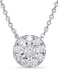 .35CT DIAMOND 14KT WHITE GOLD 3D CLASSIC CLUSTER ROUND FLOWER LOVE NECKLACE