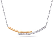 .20CT DIAMOND 14KT 2 TONE GOLD 3D CRISS CROSS HAPPY FACE DOUBLE BAR FUN NECKLACE