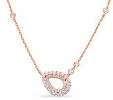 .86CT DIAMOND 14KT ROSE GOLD 3D OPEN TEAR DROP SIDEWAYS BY THE YARD FUN NECKLACE