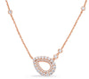 .86CT DIAMOND 14KT ROSE GOLD 3D OPEN TEAR DROP SIDEWAYS BY THE YARD FUN NECKLACE