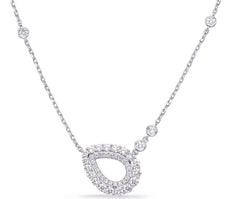 .86CT DIAMOND 14KT WHITE GOLD OPEN TEAR DROP SIDEWAYS BY THE YARD FUN NECKLACE