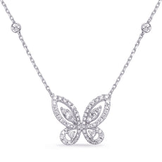 .66CT DIAMOND 14KT WHITE GOLD CLASSIC ROUND BUTTERFLY BY THE YARD LOVE NECKLACE