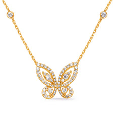 .66CT DIAMOND 14KT YELLOW GOLD CLASSIC ROUND BUTTERFLY BY THE YARD LOVE NECKLACE