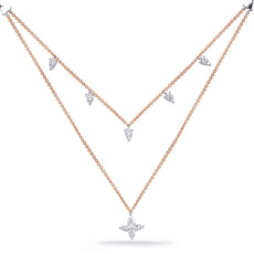 .51CT DIAMOND 14KT WHITE & ROSE GOLD 3D STAR TRIANGULAR BY THE YARD FUN NECKLACE