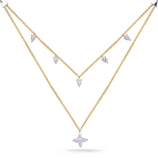 .51CT DIAMOND 14K 2 TONE GOLD STAR TRIANGULAR BY THE YARD DOUBLE STRAND NECKLACE
