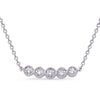 .22CT DIAMOND 14KT WHITE GOLD 5 STONE ROUND BEZEL FILIGREE MILGRAIN BAR NECKLACE