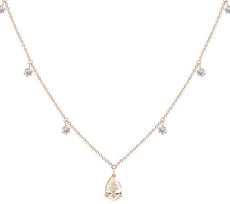 1.12CT DIAMOND 18KT ROSE GOLD 3D PEAR SHAPE & ROUND BY THE YARD LOVE NECKLACE