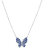 .33CT DIAMOND & AAA SAPPHIRE 14KT WHITE GOLD 3D CLASSIC BUTTERFLY LOVE NECKLACE