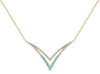 .32CT DIAMOND & AAA EMERALD 14KT YELLOW GOLD 3D V SHAPE BUTTERFLY LOVE NECKLACE