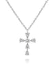 ESTATE .34CT DIAMOND 14KT WHITE GOLD 3D TEAR DROP CLASSIC CROSS PENDANT