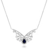 1.91CT DIAMOND & AAA SAPPHIRE 14K WHITE GOLD ROUND & PEAR SHAPE V SHAPE NECKLACE