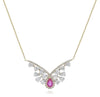 1.94CT DIAMOND & AAA PINK SAPPHIRE 14KT YELLOW GOLD ROUND & PEAR SHAPE NECKLACE