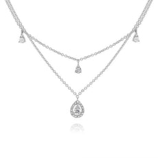 .37CT DIAMOND 14KT WHITE GOLD DOUBLE STRAND TEAR DROP BY THE YARD LOVE NECKLACE