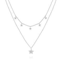 .42CT DIAMOND 14KT WHITE GOLD 3D DOUBLE STRAND STAR BY THE YARD LOVE NECKLACE
