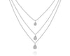 ESTATE .53CT DIAMOND 14KT WHITE GOLD 3D TRIPLE STRAND TEAR DROP LOVE NECKLACE