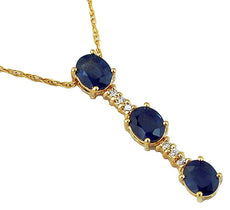 1.46CT DIAMOND & AAA SAPPHIRE 14KT YELLOW GOLD 3 STONE JOURNEY FLOATING PENDANT