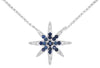 .74CT DIAMOND & AAA SAPPHIRE 14KT WHITE GOLD 3D SNOWFLAKE FLOWER LOVE NECKLACE