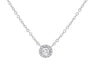 .35CT DIAMOND 14KT WHITE GOLD 3D CLASSIC SOLITAIRE DOUBLE HALO LOVE NECKLACE