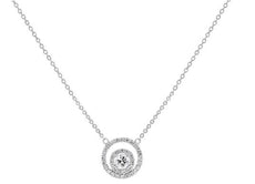 .47CT DIAMOND 14KT WHITE GOLD 3D SOLITAIRE FLOATING DOUBLE HALO LOVE NECKLACE
