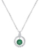 ESTATE 1.02CT DIAMOND & AAA EMERALD 18KT WHITE GOLD ROUND HALO FLOATING PENDANT