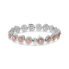 WIDE 6.35CT PINK & WHITE DIAMOND 18K WHITE ROSE GOLD MULTI SHAPE TENNIS BRACELET
