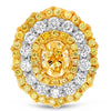 2.91CT WHITE & FANCY YELLOW DIAMOND 18KT WHITE GOLD OVAL & ROUND FLOWER EARRINGS