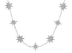 .60CT DIAMOND 14KT WHITE GOLD 3D MULTI STAR SNOWFLAKE BY THE YARD FUN NECKLACE
