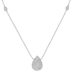 .27CT DIAMOND 14KT WHITE GOLD 3D CLUSTER PEAR SHAPE BY THE YARD LOVE NECKLACE