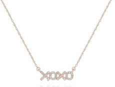 ESTATE .10CT DIAMOND 14KT ROSE GOLD 3D CLASSIC XO LOVE FUN NECKLACE
