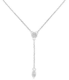 ESTATE .10CT DIAMOND 14KT WHITE GOLD 3D CLASSIC CLUSTER LARIAT FUN NECKLACE