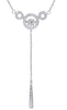 ESTATE .33CT DIAMOND 14KT WHITE GOLD 3D CLASSIC CIRCULAR DROP LARIAT NECKLACE