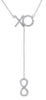 ESTATE .34CT DIAMOND 14KT WHITE GOLD 3D XO INFINITY LARIAT LOVE NECKLACE