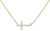 ESTATE .24CT DIAMOND 14KT YELLOW GOLD 3D SIDEWAYS CLASSIC CROSS NECKLACE