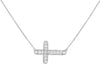 ESTATE .43CT DIAMOND 14KT WHITE GOLD 3D SIDEWAY CLASSIC CROSS NECKLACE