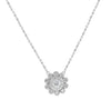 ESTATE .69CT ROUND CUT DIAMOND 14KT WHITE GOLD CLASSIC FLOWER FILIGREE NECKLACE