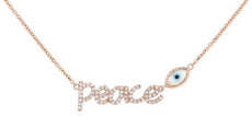 ESTATE .18CT DIAMOND 14KT ROSE GOLD 3D EVIL EYE LUCKY PEACE NECKLACE