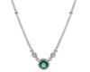 1.23CT DIAMOND & AAA EMERALD 14KT WHITE GOLD 3D ROUND HALO BY THE YARD NECKLACE