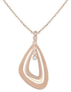 ESTATE .17CT DIAMOND 18KT ROSE GOLD 3D DOUBLE TRILLION FUN FLOATING PENDANT