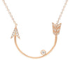 LARGE .20CT DIAMOND 14KT ROSE GOLD SOLITAIRE ARROW TO YOUR HEART LOVE NECKLACE