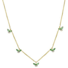 .84CT DIAMOND & AAA EMERALD 18KT YELLOW GOLD BUTTERFLY BY THE YARD LOVE NECKLACE