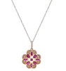 1.24CT DIAMOND & AAA RUBY 14KT ROSE GOLD 3D OPEN FILIGREE FLOWER FUN PENDANT