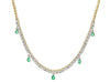 1.73CT DIAMOND & AAA EMERALD 14KT YELLOW GOLD 3D TEAR DROP CHANDELIER NECKLACE