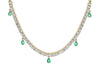 1.73CT DIAMOND & AAA EMERALD 14KT YELLOW GOLD 3D TEAR DROP CHANDELIER NECKLACE