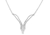 ESTATE 2.24CT DIAMOND 18KT WHITE GOLD 3D CLASSIC MULTI STRAND V SHAPE NECKLACE