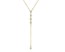 .14CT DIAMOND 14KT YELLOW GOLD 5 STONE BY THE YARD BEZEL CLASSIC LARIAT NECKLACE
